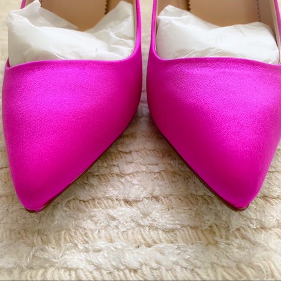 NWT J. Crew Elsie bright berry satin pumps - Picture 7 of 15